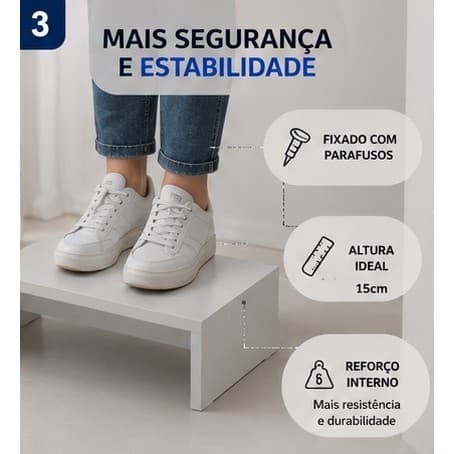 Escadinha 1 Degrau Premium | Suporta 120kg | Apoio de Pé Resistente e Moderna