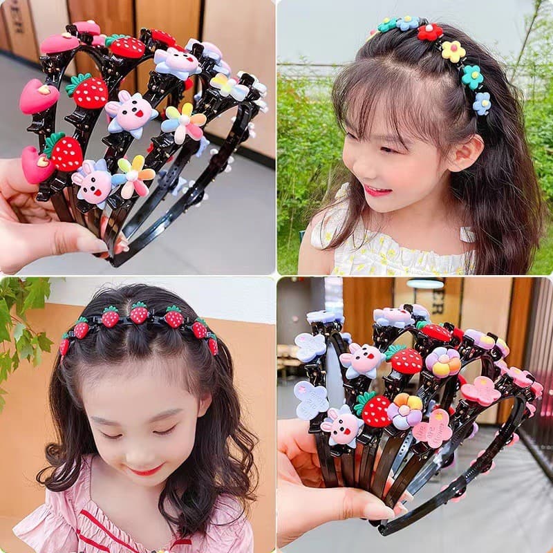 Tiara Infantil Trançada Estilo Coreano Fofa com Presilha para Meninas