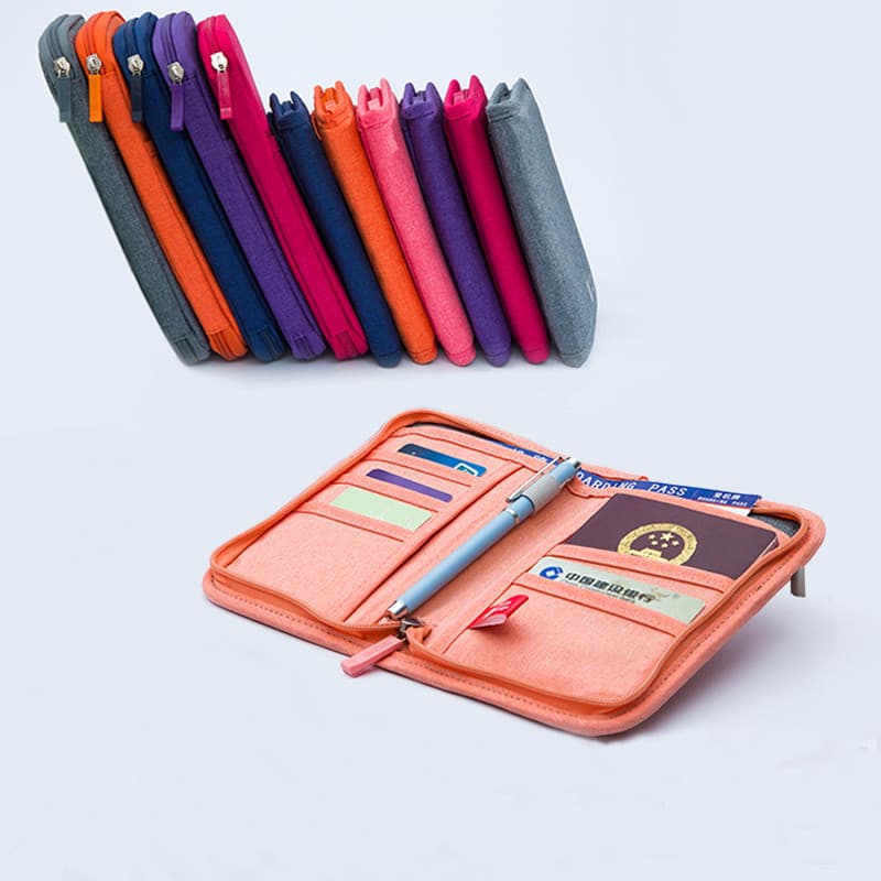 Bolsa para passaporte de viagem no exterior, bolsa multifuncional para documentos, porta-passaporte, bolsa de armazename