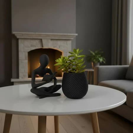 Estátua Decorativa Leitor Livro + Vaso Para Planta Suculenta | Decoração Minimalista