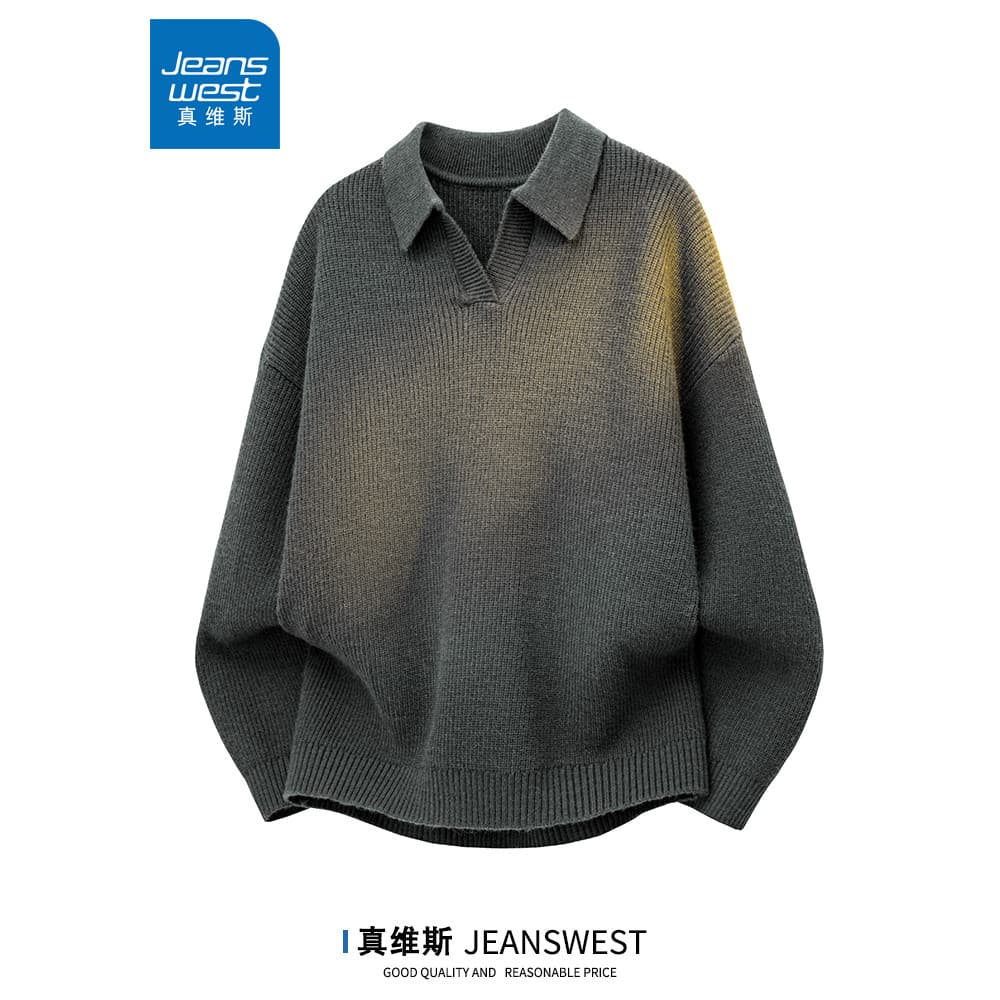 Zhenweisi outono inverno novo estilo lapela camisola Cardigan masculino solto Casual All-Match casal na moda jaqueta de