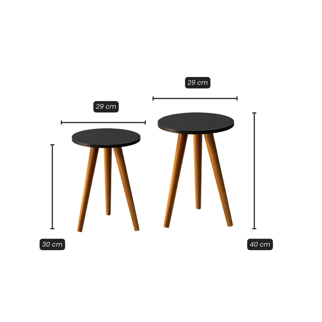 Kit Mesinhas Laterais e de canto Redondas Decorativas Para Sala E Quarto NIPPO