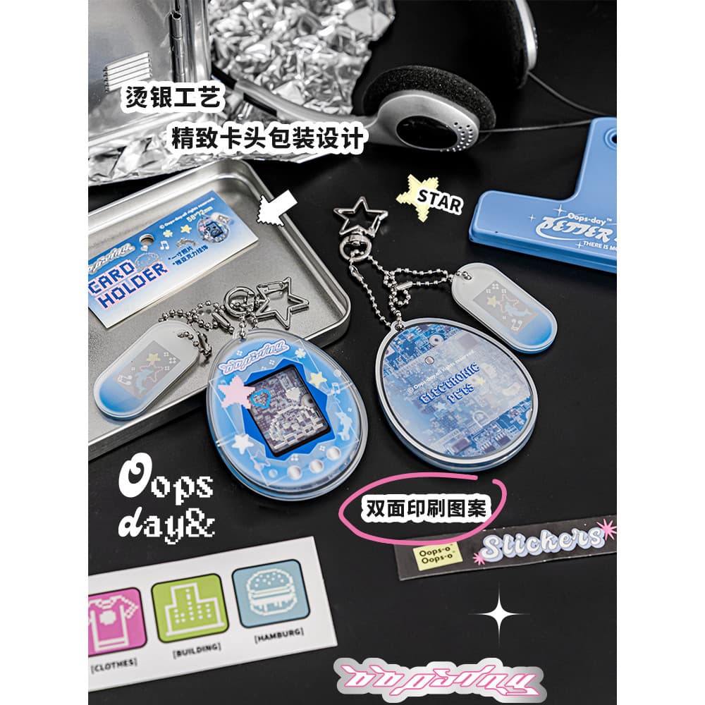 OOPSDAY 3 cm Acrílico Magnético ID Foto Chaveiro Cabeça Grande Adesivo Polaroid Porta Cartão de Armazenamento Pingente