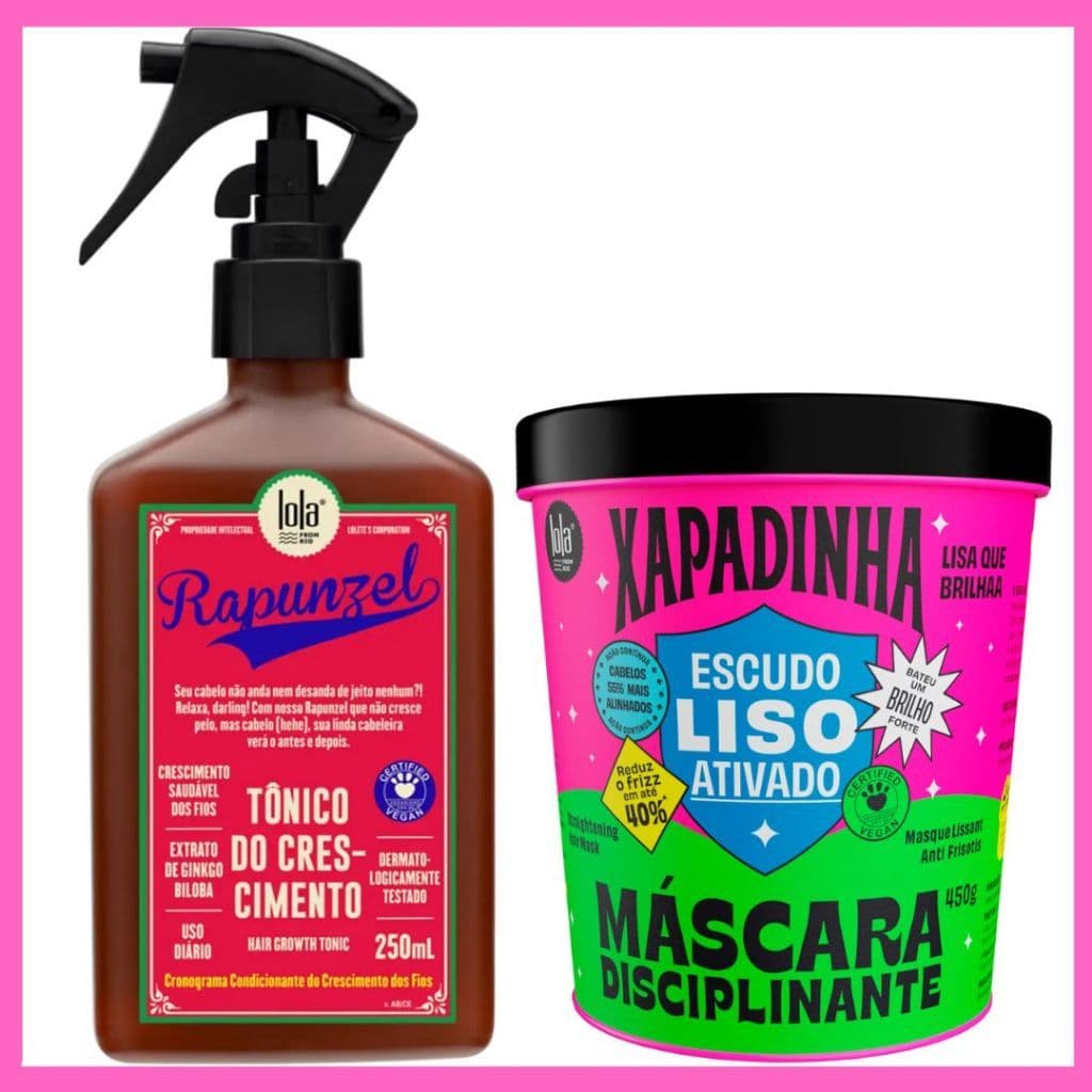 Kit Força e Hidratação Intensa – Tônico Rapunzel 250ml + Máscara Xapadinha 450g Lola Cosmetics