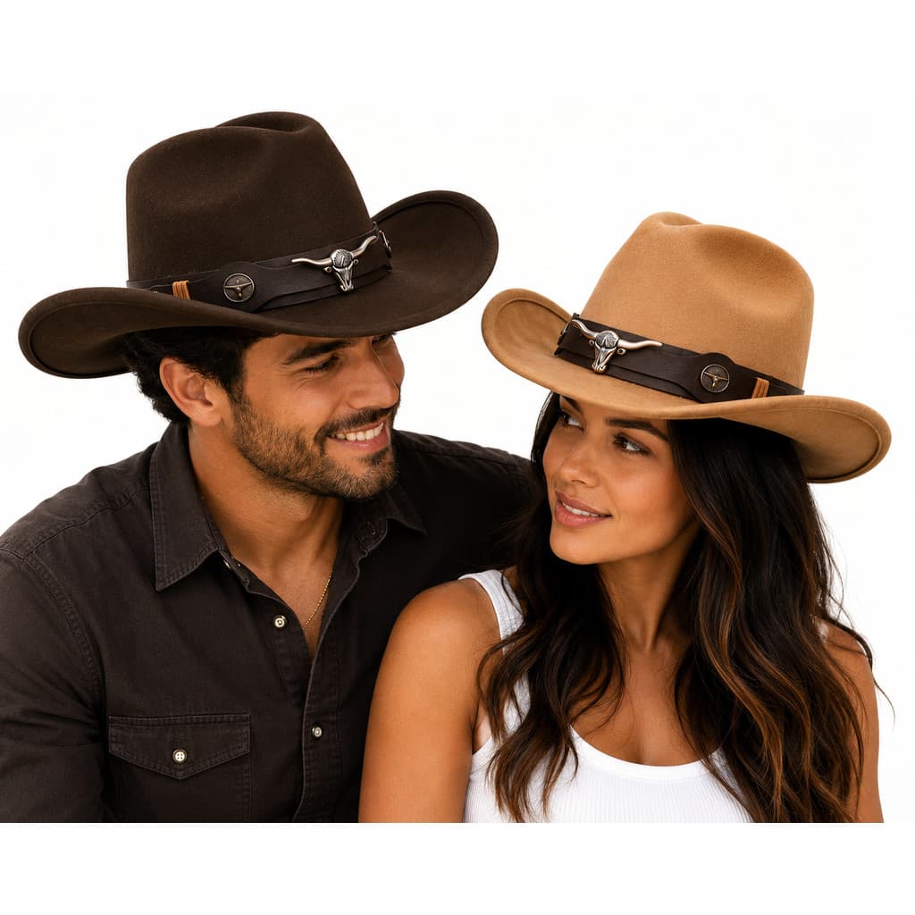 Chapéu Country feminino masculino Rodeio Feltro Premium Sertanejo Cowgirl Cowboy Unissex