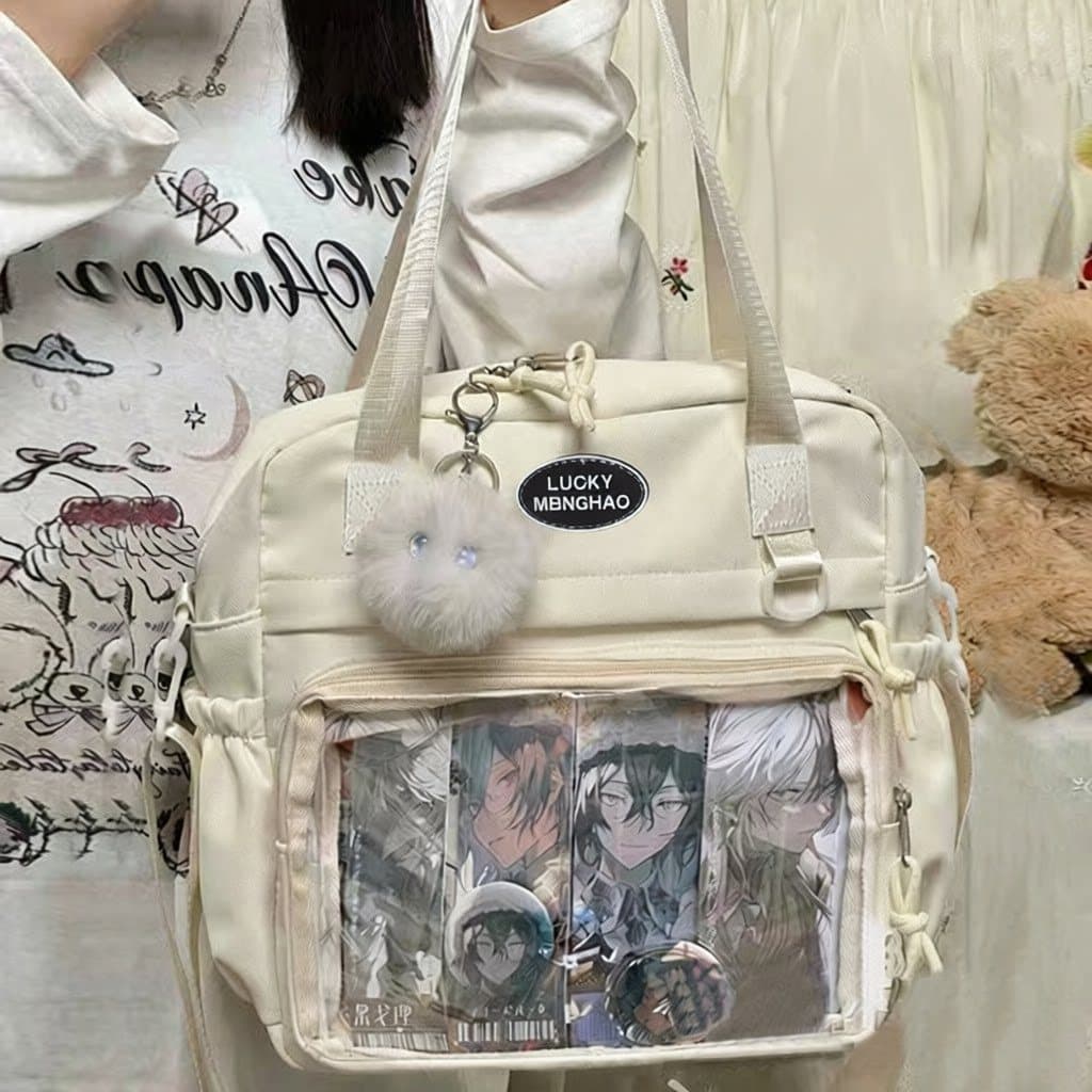 Estilo Preppy All-Match simples grande capacidade saco do mensageiro feminino barra transparente Chirp bolsa de ombro me