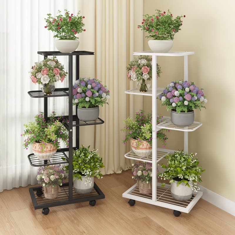 Multi-camada de ferro forjado flor suporte prateleira sala de estar piso interior verde rabanete pote varanda vaso de fl
