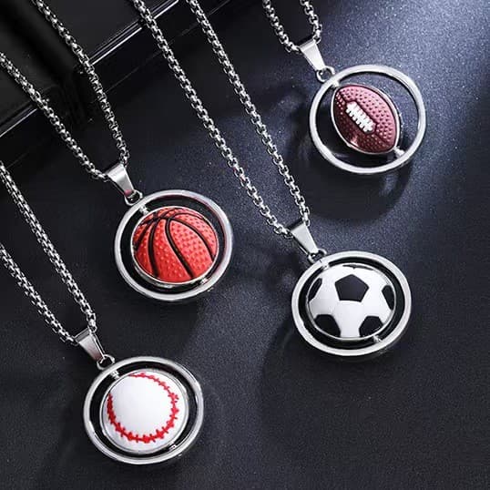 Crianças colar meninos meninas moda tendência única rotativa pingente de basquete meninos Hip-Hop rua dança moletom