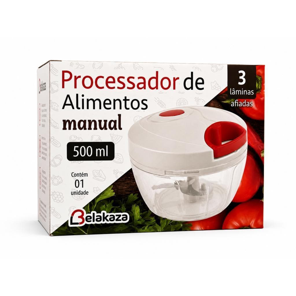 Processador de Alimentos Manual 500ml Compacto para Cozinha