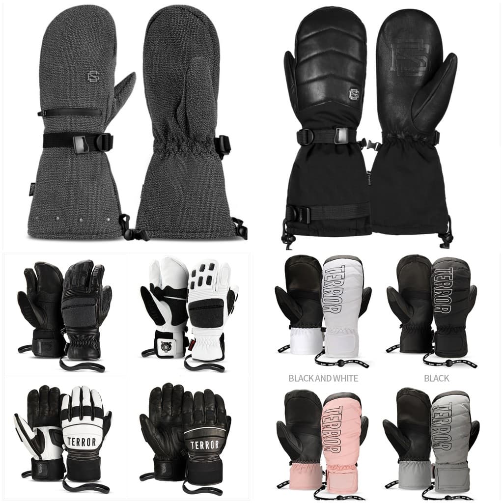 TR folheado luvas de esqui homens engrossado quente à prova dwaterproof água inverno dedo forrado algodão abafado estufa