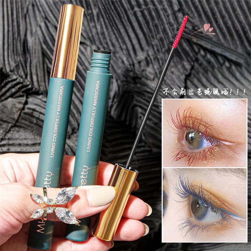 Recomendado Rímel colorido feminino à prova d'água, longo, ondulado, cabeça fina, sem manchas, de longa duração, sem tir
