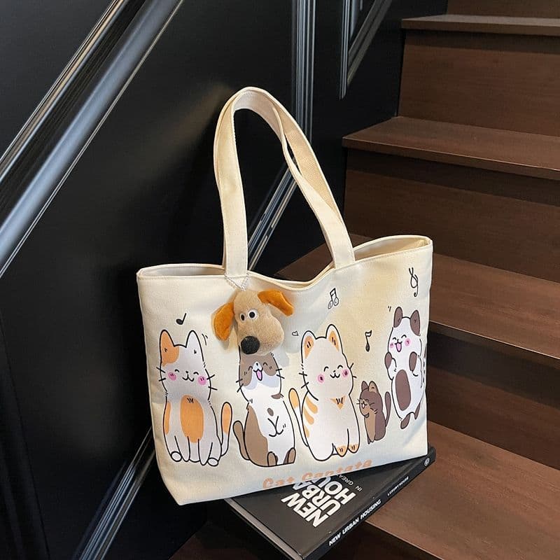 Estilo coreano 2025 outono novo estilo estilo preguiçoso bolsa de lona de grande capacidade feminina de um ombro estudan