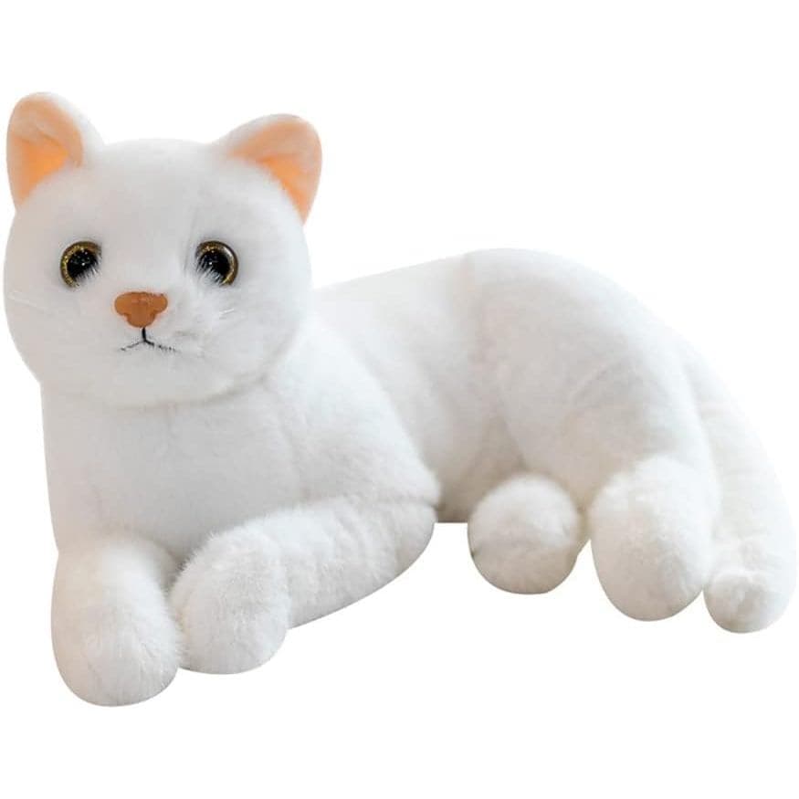 Brinquedo de Pelúcia de Gato Branco Puro de 12 Polegadas - Brinquedos de Pelúcia de Gato Branco Realista, Boneco de Gato