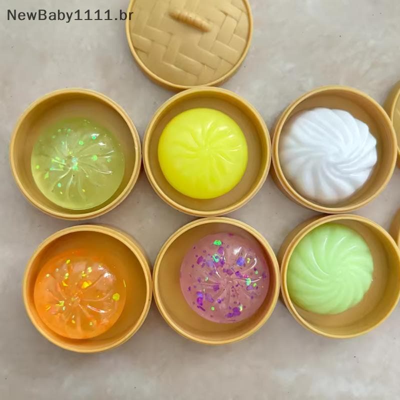 NEWBA Coque De Cristal Fofo Mini Bolinho De Sopa Em Forma De Brinquedo De Apertar Para Aliviar O Estresse , Brincadeira