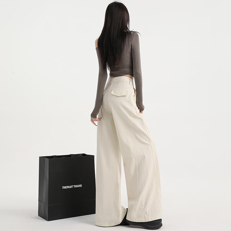 2026 primavera novo estilo calças de perna larga jeans feminino quente menina solta calças de perna reta jeans feminino