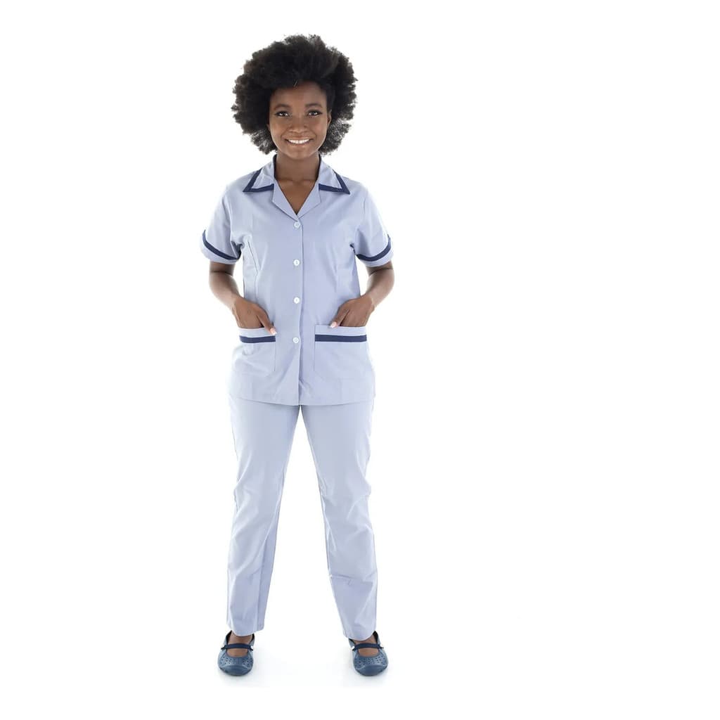 Conjunto Copeira Jaleco Calça Algodão Faxineira Arrumadeira