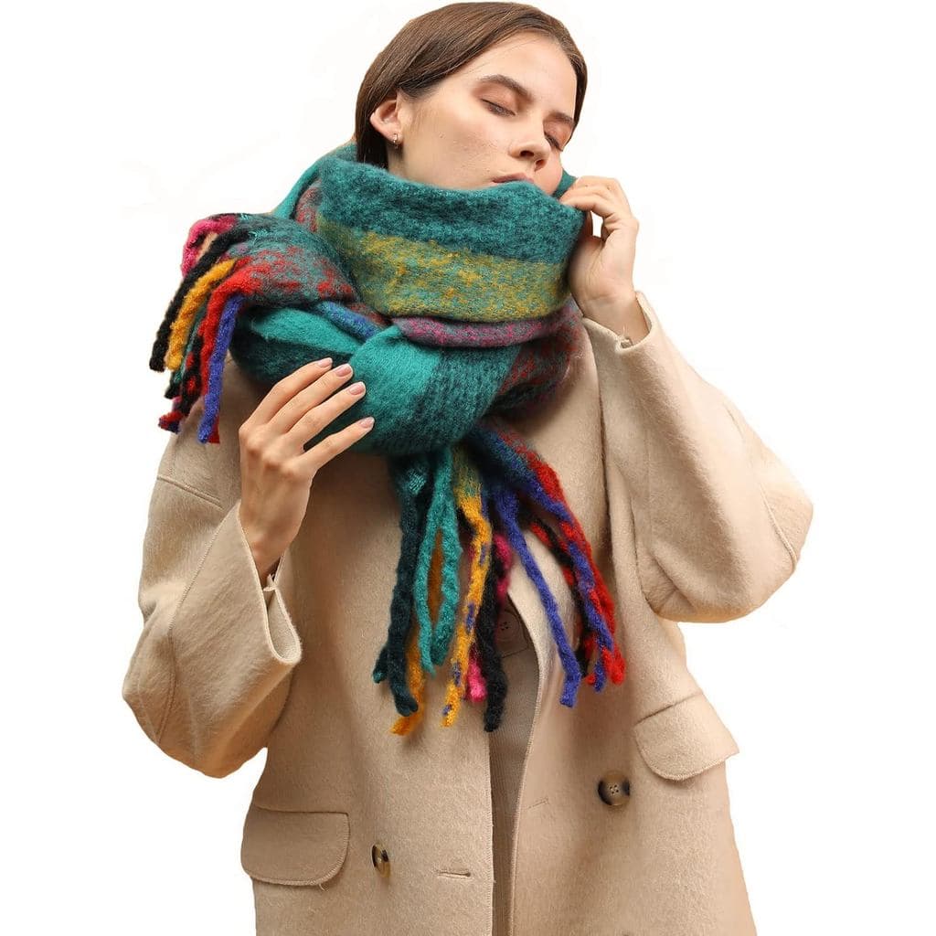 Cachecol Quente Feminino, Pashmina Colorida, Macia, Confortável e Elegante para o Frio, Cachecol Longo da Moda, com Fran