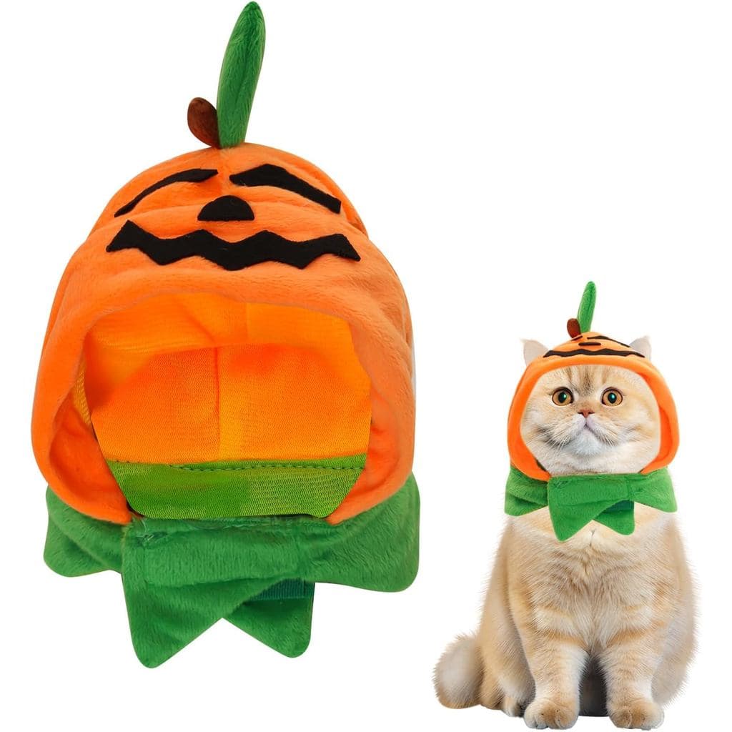 Chapéu de Abóbora para Gato no Halloween, Fantasia de Abóbora para Cão, Acessório de Cabeça Ajustável para Animais de Es