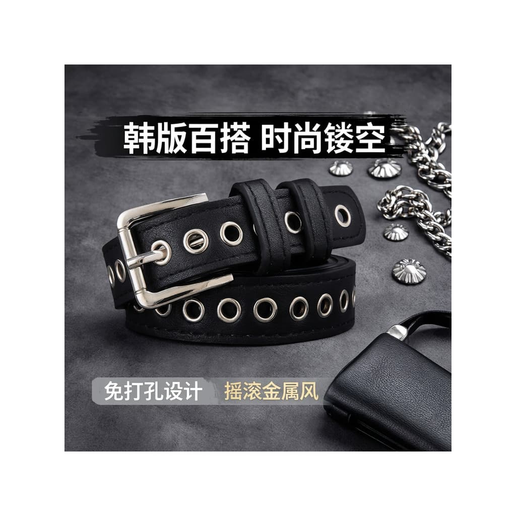 Rock Metal cinto de olho de ar inteiro senhoras cinto de perfuração-livre versão coreana All-Match moda oco cinto decora