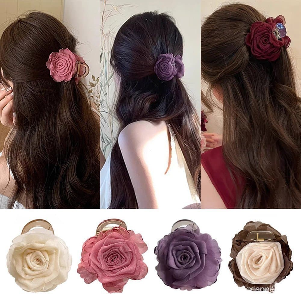 Grampo De Cabelo Flor De Camélia Dupla Face Moda Simples Acessórios Vintage