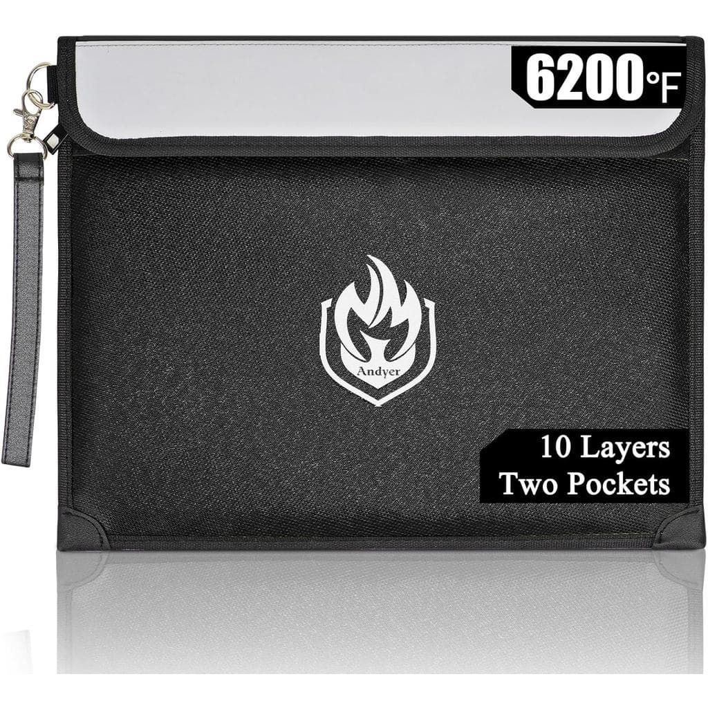 Bolsa para Documentos à Prova de Fogo com 2 Bolsos 6200 ° F, Bolsa à Prova de Fogo e Água com 10 Camadas para Dinheiro c