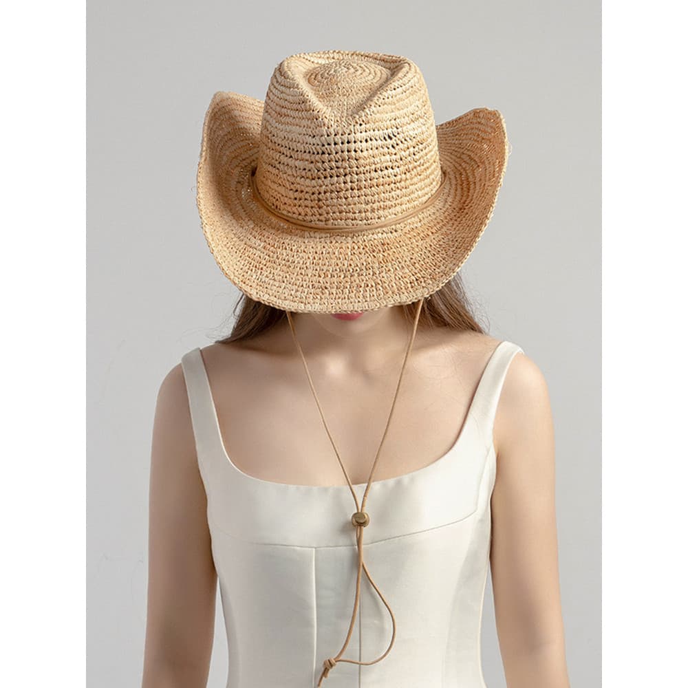Chapéu de Cowboy panamá novo estilo aba grande macio topo tecido à mão praia férias lazer chapéu de sol exportação único