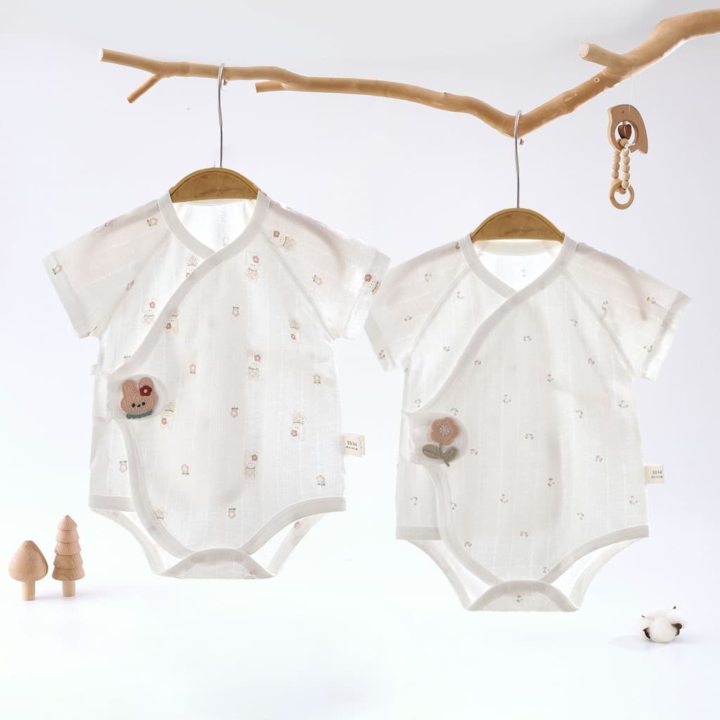 Roupas para recém-nascidos bebê macacão verão classe a puro algodão lua cheia bebê triângulo macacão de manga curta Jacq