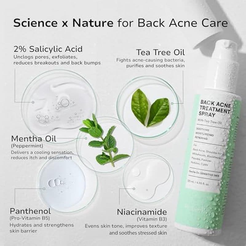 - & amp ; Spray Salicílico 2 % : Para Óleo BellamiLuxx Eficaz Sho E Ácido Hidrata Mulheres , Com Bacne Tea Body Soothe T