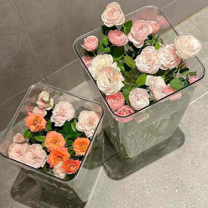 Balde de flores de despertar acrílico em águas profundas Reprodução de flores Balde de flores Loja de flores Balde de ar