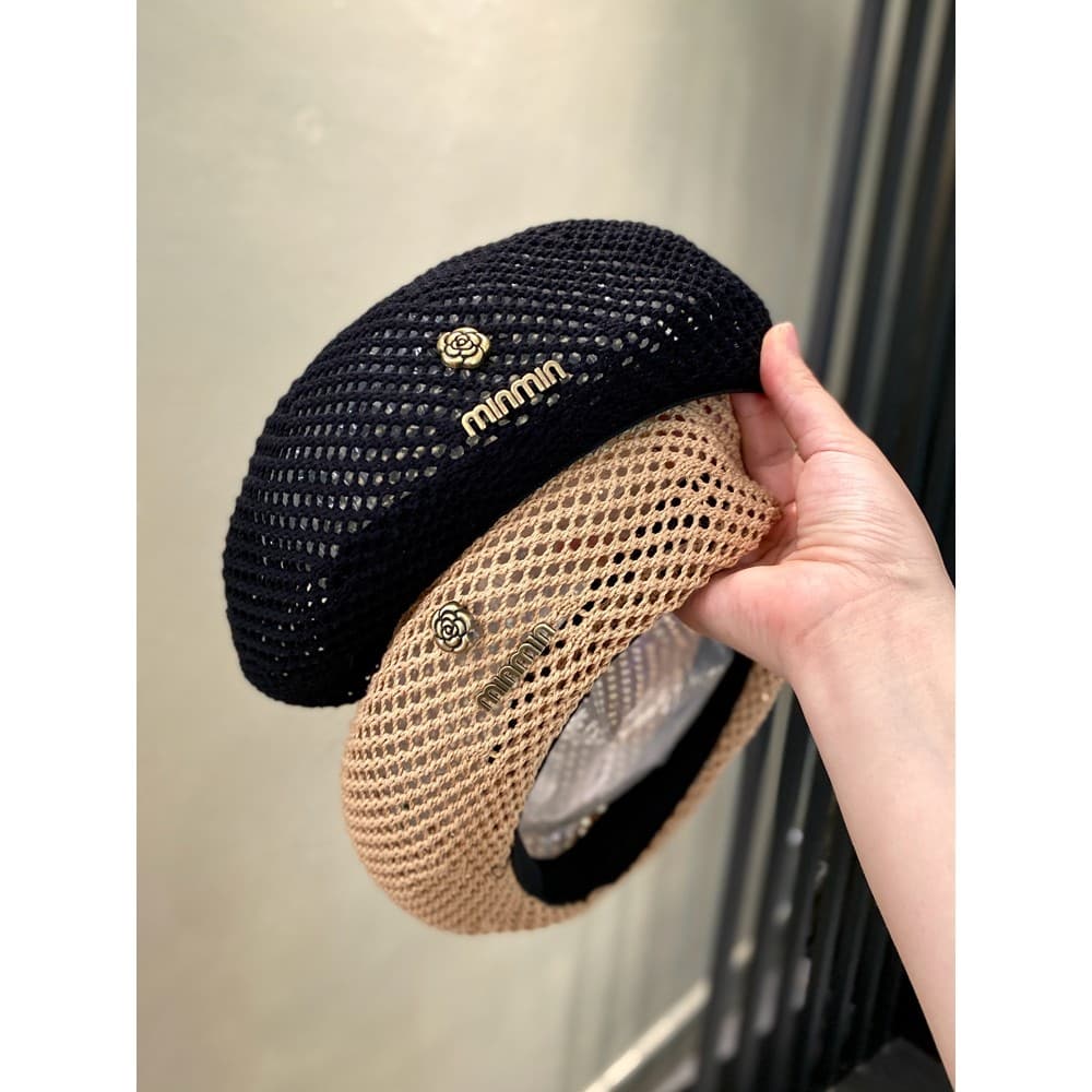 Flor mesmo estilo do jovem Qin Lan boina chapéu feminino primavera verão oco respirável moda pintor chapéu All-Match peq