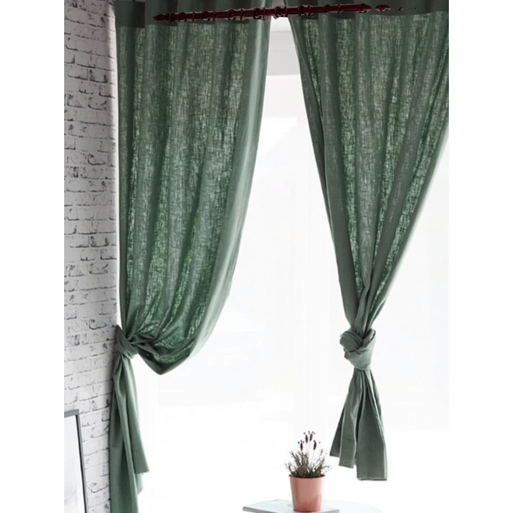 Original b & b Villa estilo japonês estilo silencioso cortina de pano cinza verde puro linho sala estar partição gaze es