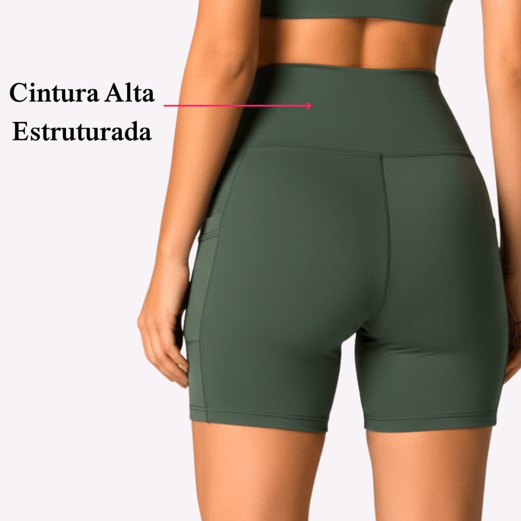 Short Feminino Academia Fitness  Modelador Cintura Alta Estruturada Conforto e Elasticidade