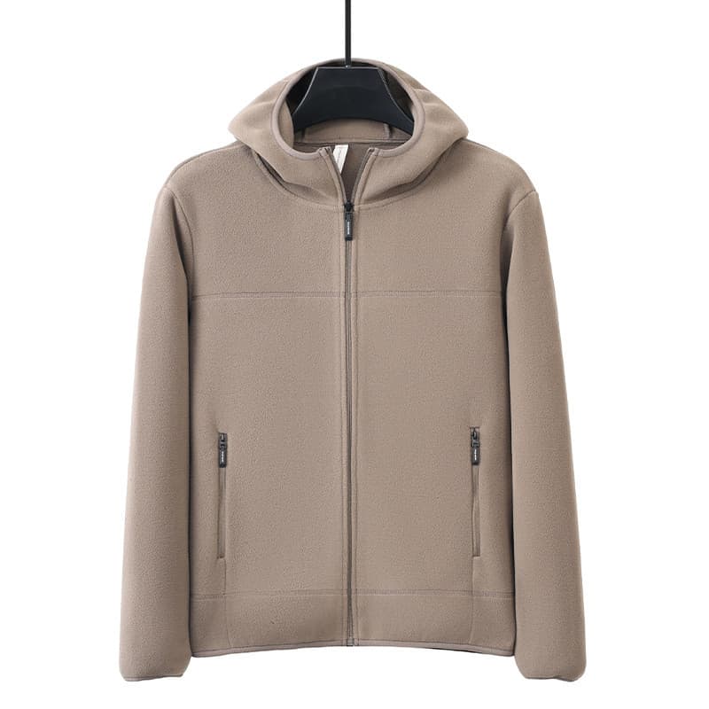 Pesado 480g dupla face velo engrossado quente com capuz Cardigan à prova de vento Casual primavera outono jaqueta ao ar