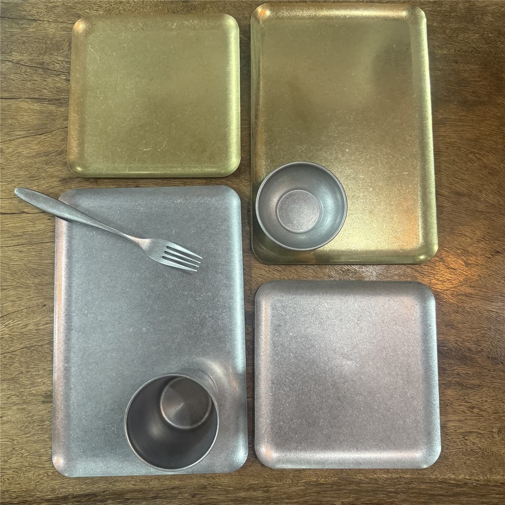 Talheres retrô americanos estilo Industrial 304 bandeja de hambúrguer de aço inoxidável prato de jantar batatas fritas c
