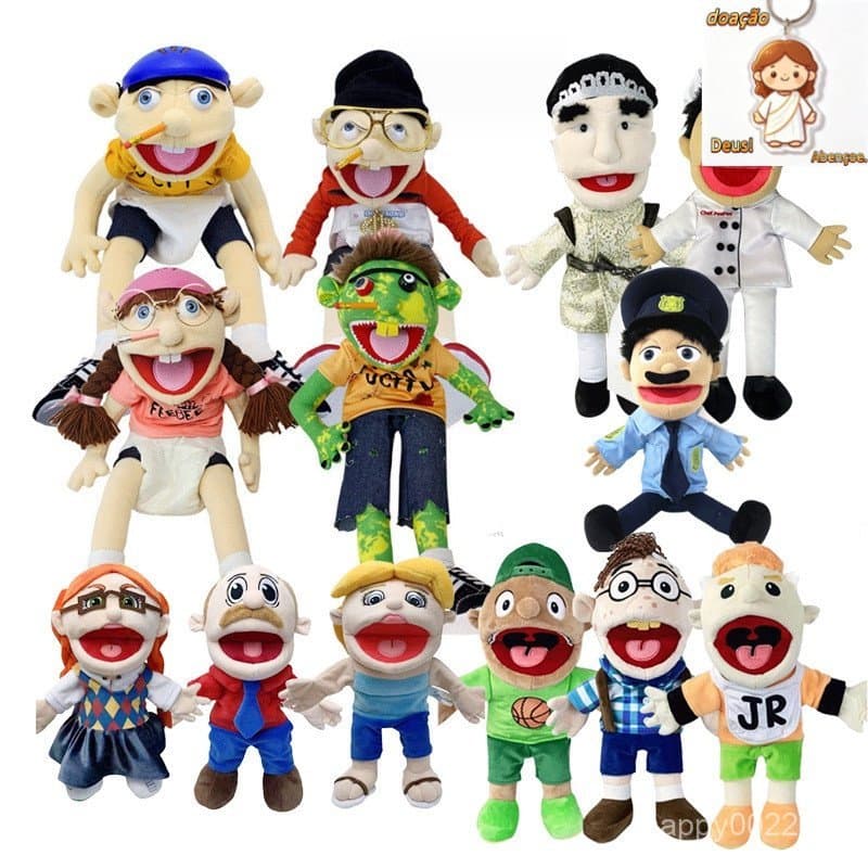 60cm Engraçado Rock Zombie Jeffy Mão Fantoche Pai Criança Interação Plush Toy Dolls Presente De Natal Início（Dar chaveir