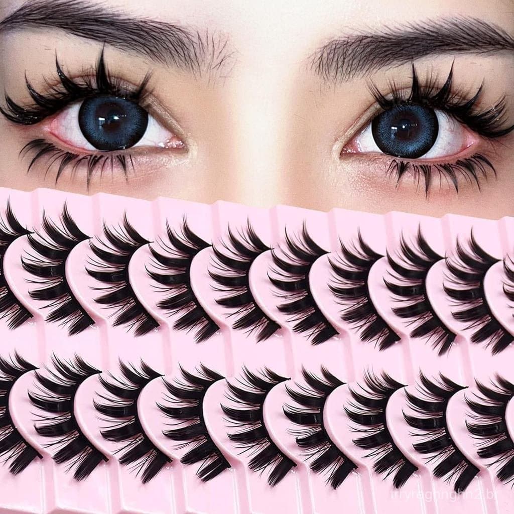 10 Pares de Cílios Manga para Cosplay de Anime, Cílios Estilo Manga Pontudos, Extensões de Cílios Naturais de 16mm Estil