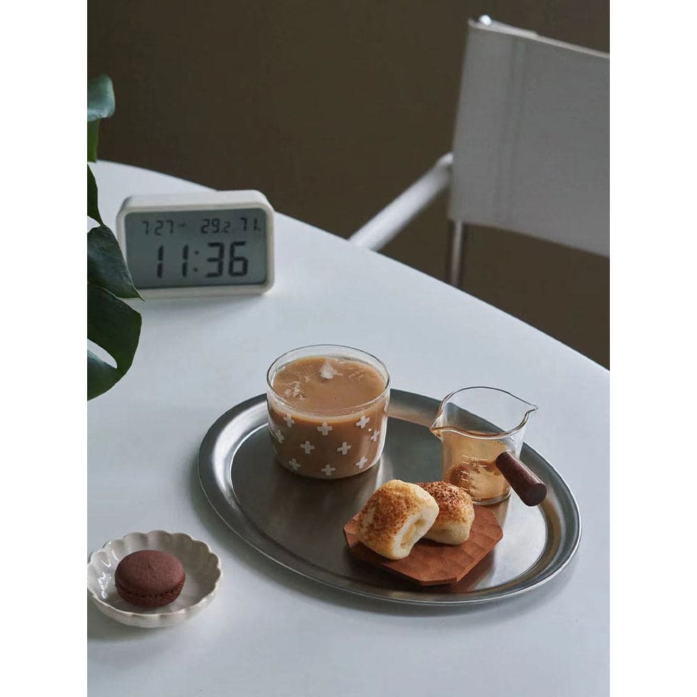 Prato de jantar Oval de aço inoxidável, prato de pão, sobremesa, lanche, pires pequeno, bandeja de copo de café, bandeja