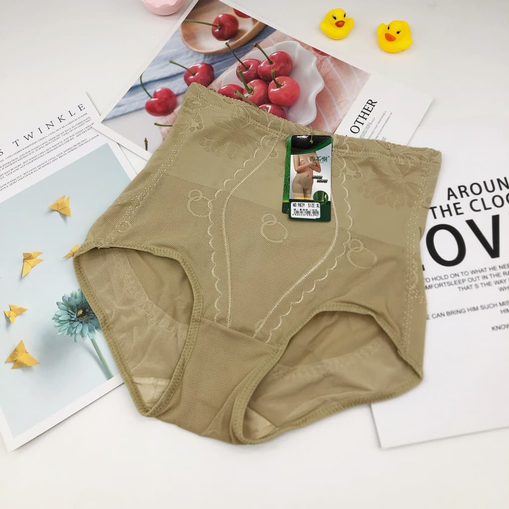 Flor perfumada árvore 9829 calcinha de renda de cintura alta com listras de barriga e levantamento de quadril feminino m