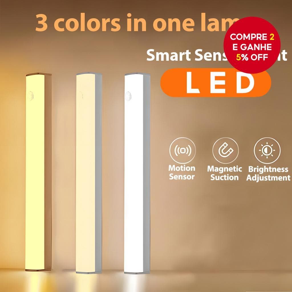 Luz LED Recarregável USB Noturna Sensor De Movimento Brilho Sem Fio Inteligente Iluminação Ajustável