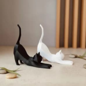 Escultura Gato Decorativo Minimalista Moderno Sala Quarto Escritório Presente Felino