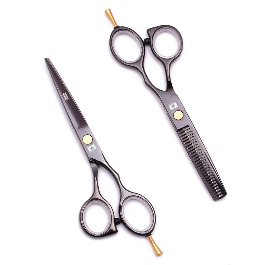 Tesoura de barbeiro meia linha A formato de mão dentes planos salão de corte de cabelo profissional desbaste franja de c
