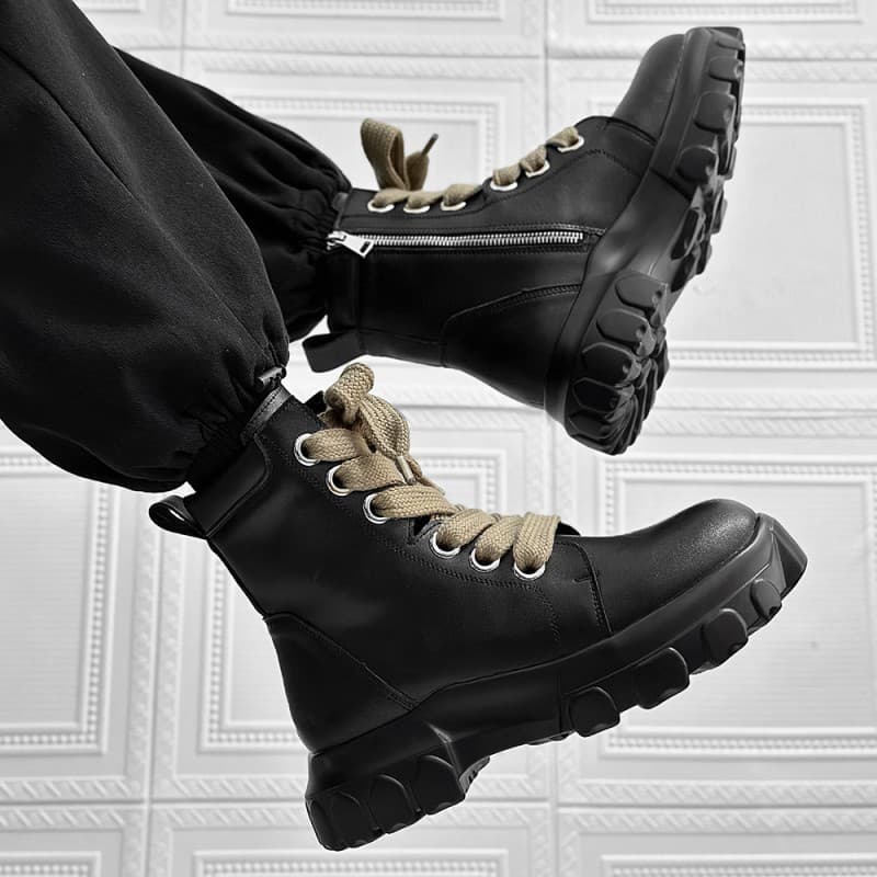 Nicho Martin botas masculinas zíper lateral britânico Punk Retro botas de motocicleta europeu americano de sola grossa c