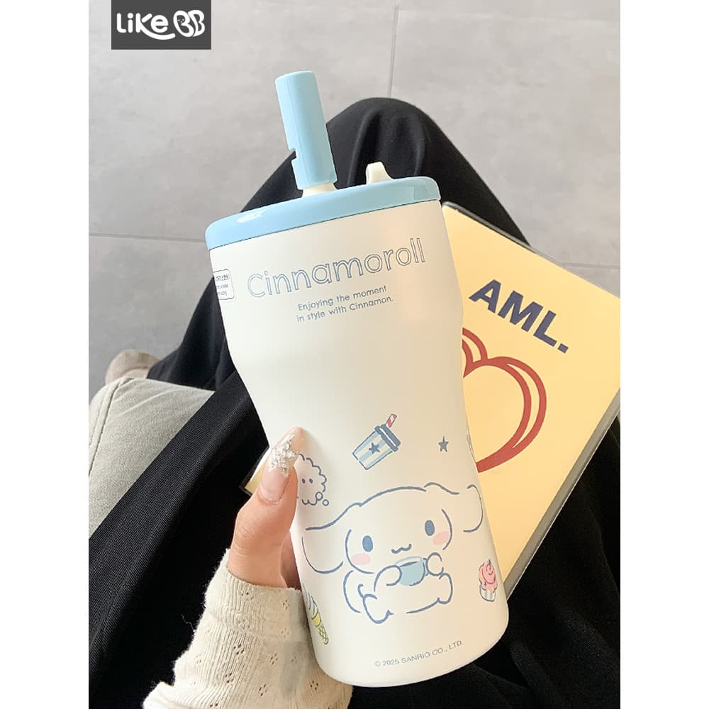Sanrio copo térmico menina com palha copo de água feminino novo estilo 2026 copo de café de escritório bonito de alto va