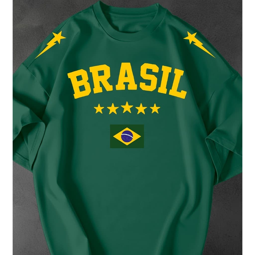 Camisetão Feminina Brasil Seleção Copa Streetwear Oversized Estilosa 100% Algodão Premium Tshirt