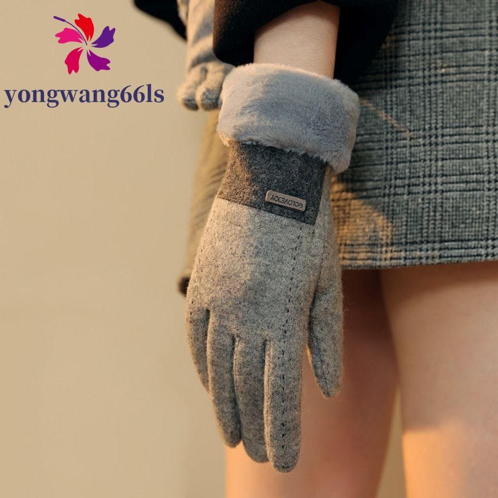 Luvas Térmicas De Inverno YONGWANG , Macias Com Tela Sensível Ao Toque De Dedo Inteiro , Cáqui Rosa Preto Cinza