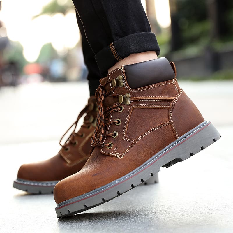 Botas Martin de couro genuíno genuíno, botas masculinas de cowboy para deserto ao ar livre, botas curtas de cowboy britâ