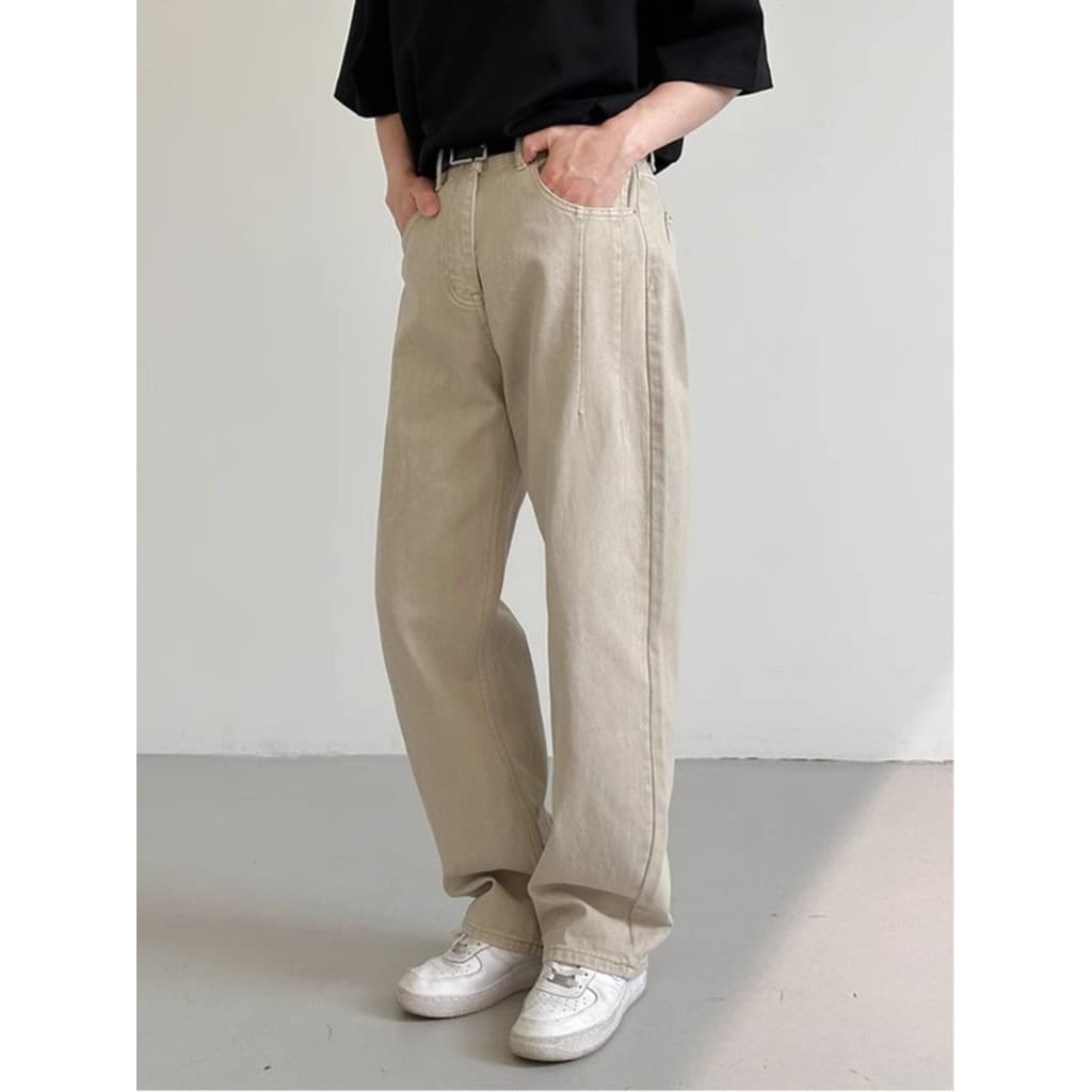 American Street Wear Retro Jeans Caseiros de Alta Qualidade Versão Coreana Solta Reta Calça Casual All-Match Denim Trous