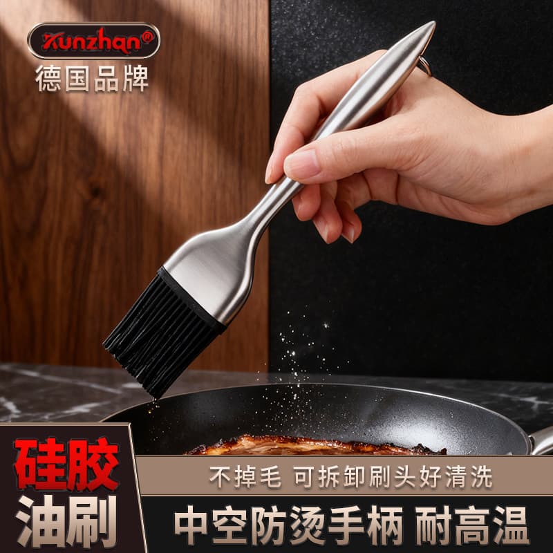 Escova de óleo de aço inoxidável cozinha resistente a altas temperaturas panqueca churrasco escova sem fiapos cozimento