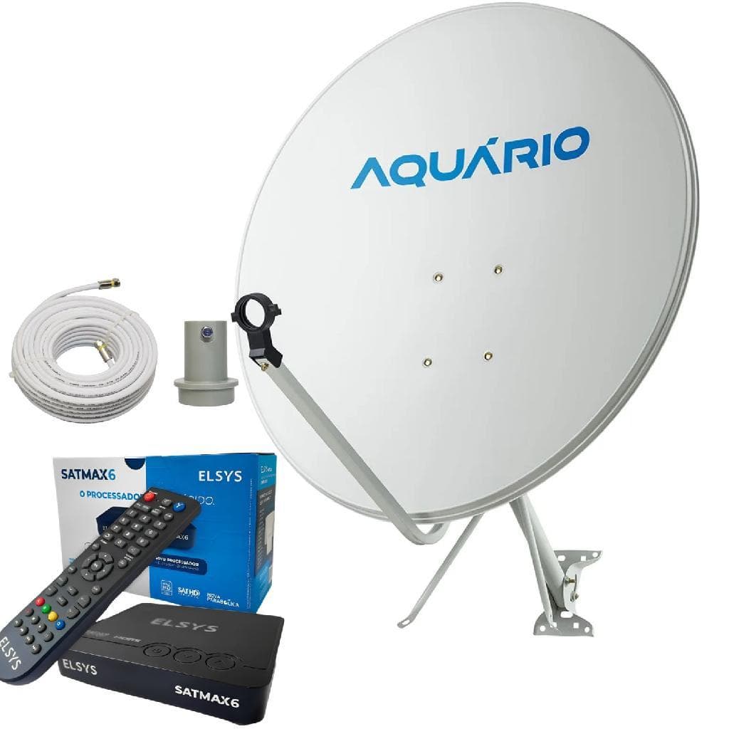 Kit Receptor Satmax 6 Elsys Full HD Antena Completa Cabo 15m HDMI Original