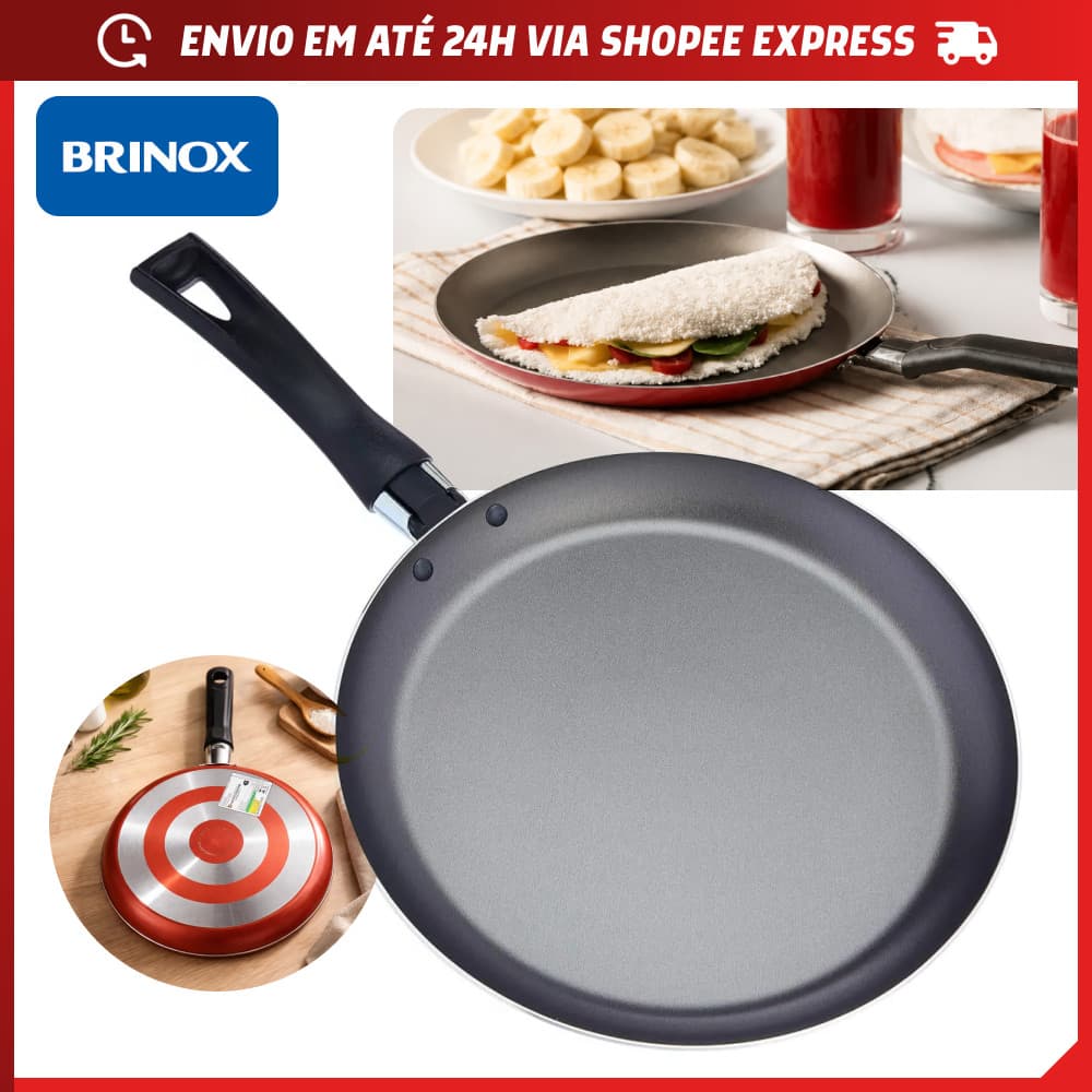 Frigideira Panquequeira Tapioqueira Omeleteira Tapioca Panqueca Omelete Antiaderente Brinox 22cm